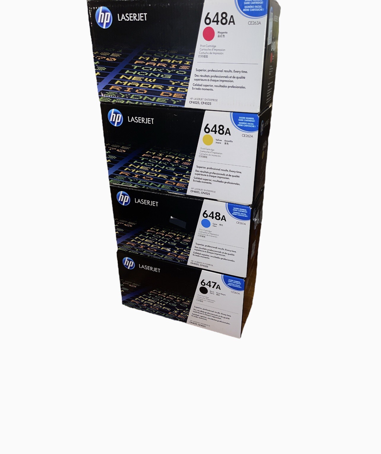 HP Genuine 647A 648A Toner Cartridge Set 4 CMYK CE260A CE261A CE262A CE263A 4525