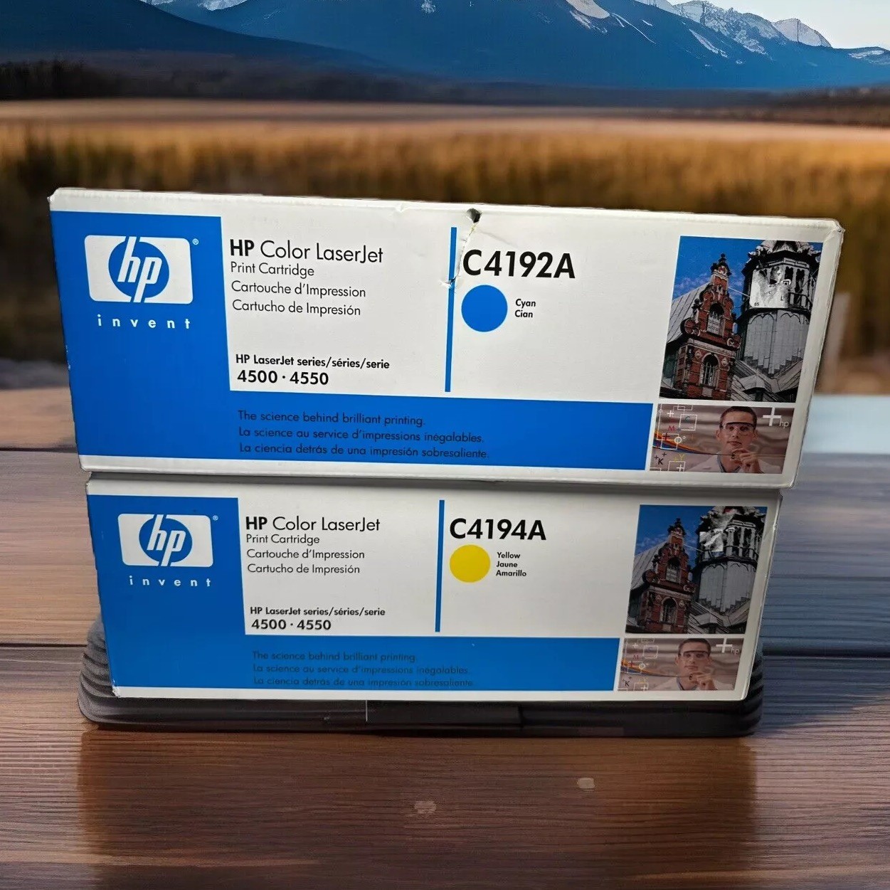Lot of (2) HP Color LaserJet Print Cartridge Cyan + Yellow C4192A C4194A