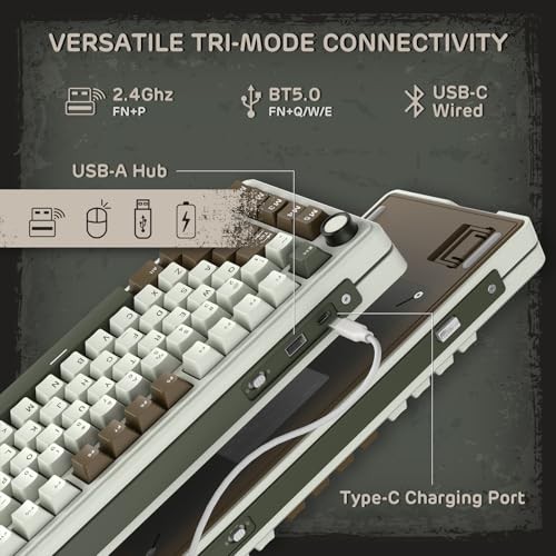 PALM GREEN - RK ROYAL KLUDGE L75 GASKET MOUNT MECHANICAL KEYBOARD W/KNOB/MACRO