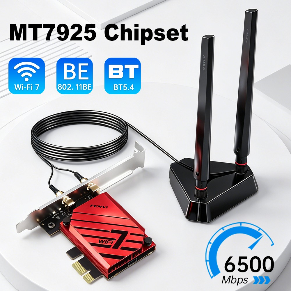 WiFi 7 BE6500 PCI‑E Desktop Network Card MT7925 Tri‑Band BT5.4 Gaming Desktop PC