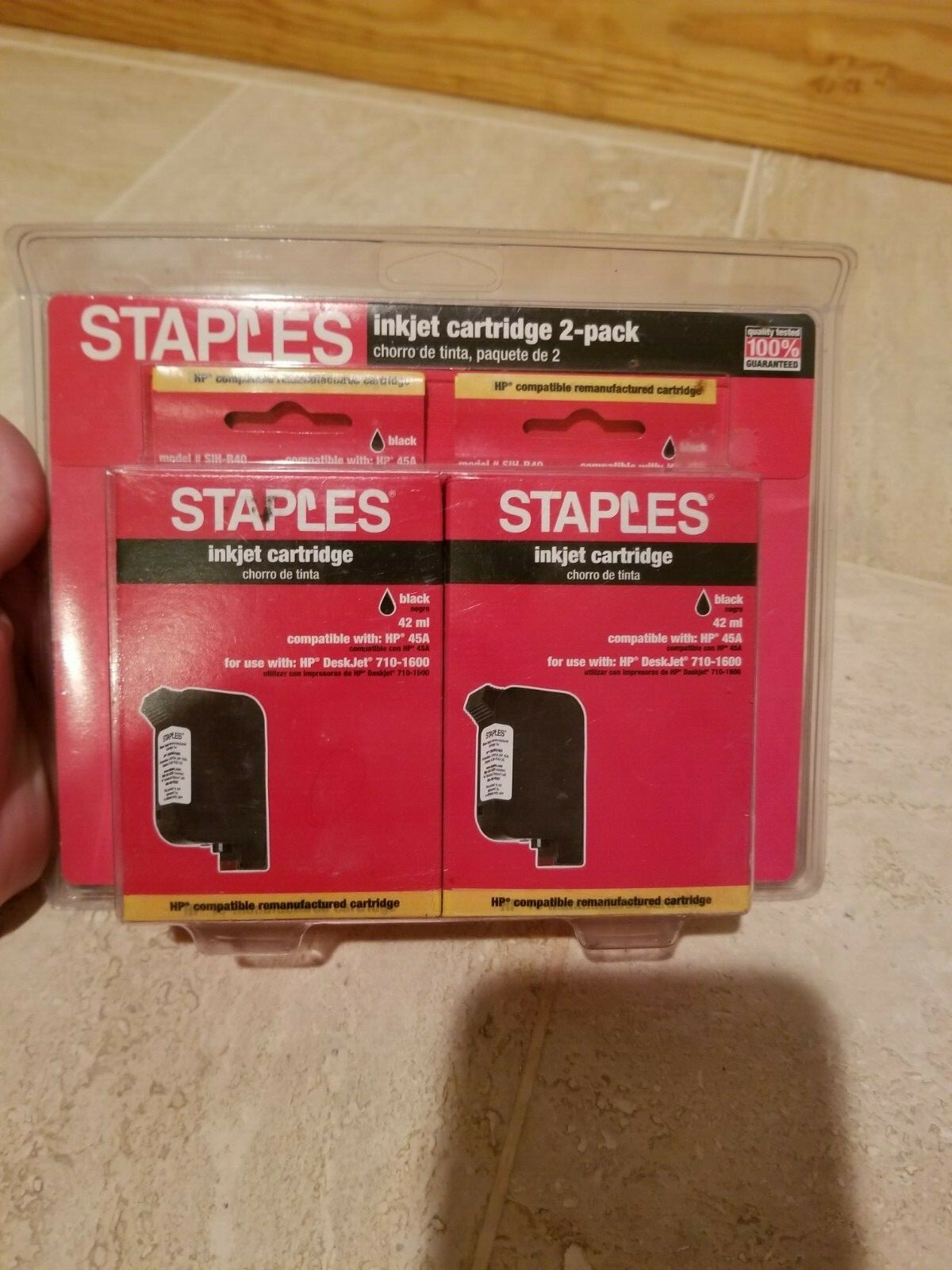 Staples Inkjet Cartridges 2 pack black for Use with HP Desktop 710-1600 New Seal