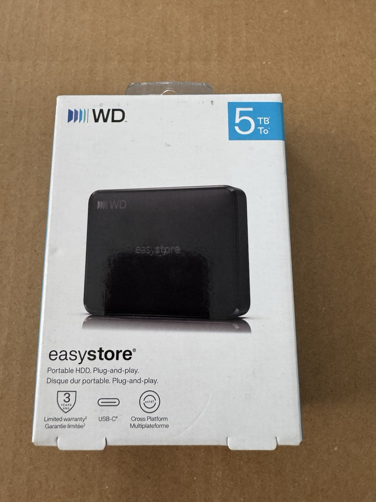 WD - Easystore 5TB External USB-C 3.2 Gen 1 Portable Hard Drive