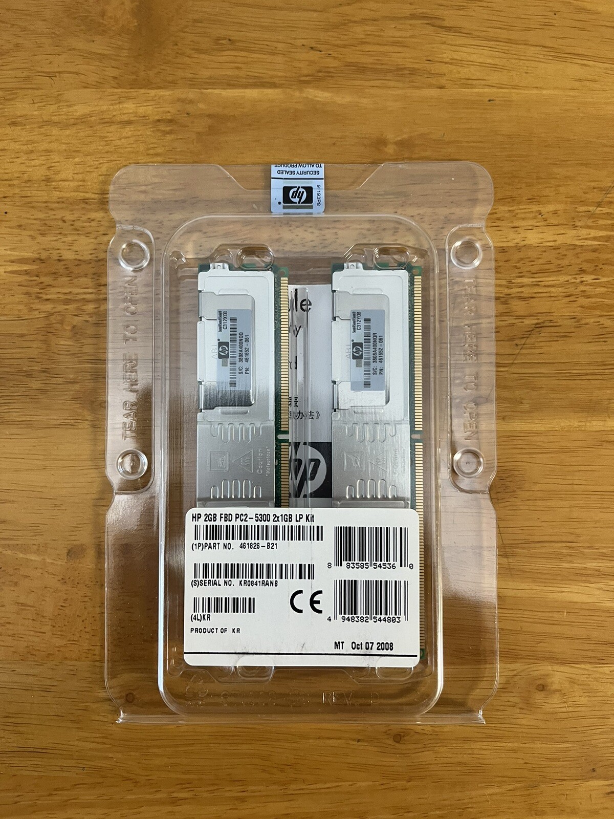461826-B21 GENUINE HP 2GB 2x1GB LP Kit Single Rank FBD PC2-5300