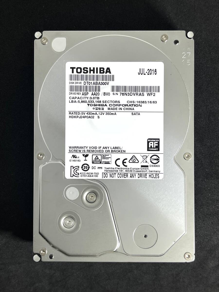 3TB  DT01ABA300V / TOSHIBA 2016 manufacture [ Usage time: 39205h ] Good conditi