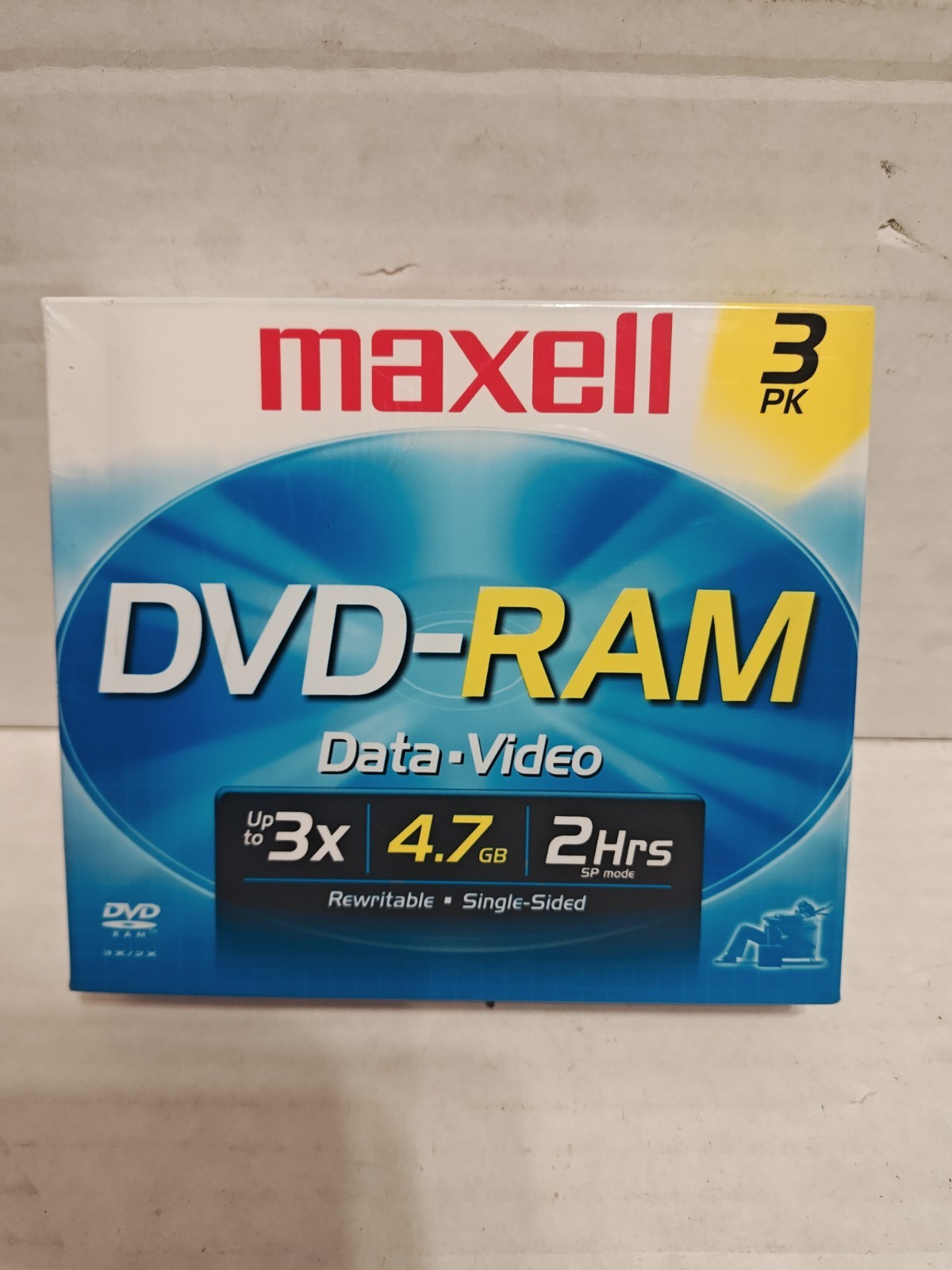 Maxell DVD-RAM Data-Video Disc Rewritable 4.7GB 2 Hours 3 Pack Sealed New