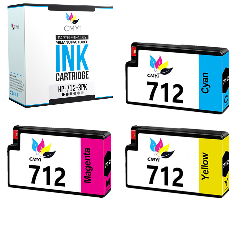3-Pack Compatible HP 712 Color Ink Cartridges for DesignJet T210 T250 T630 T650