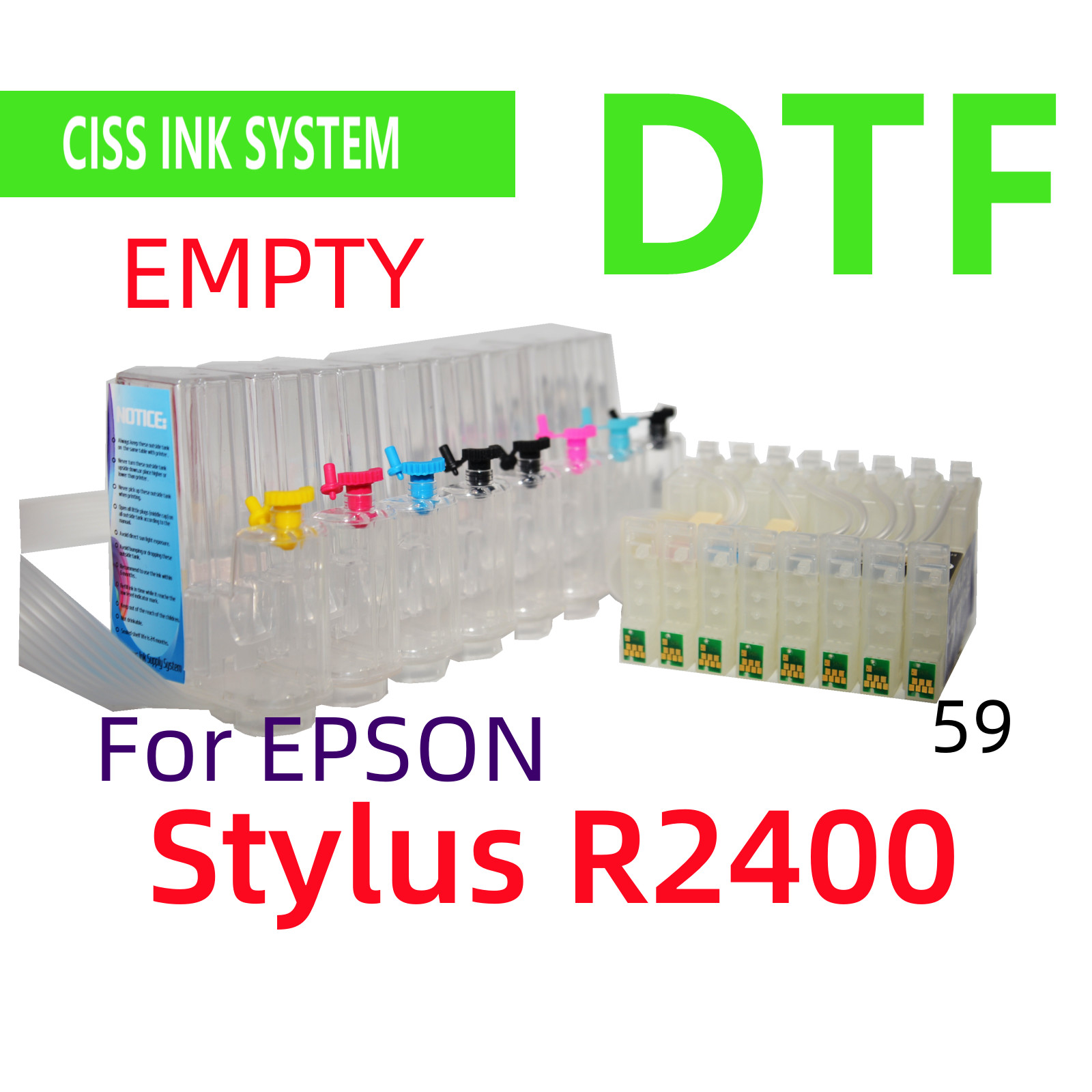 Refillable Empty Cis ciss ink system for Stylus R2400 Printer DTF Printing ***