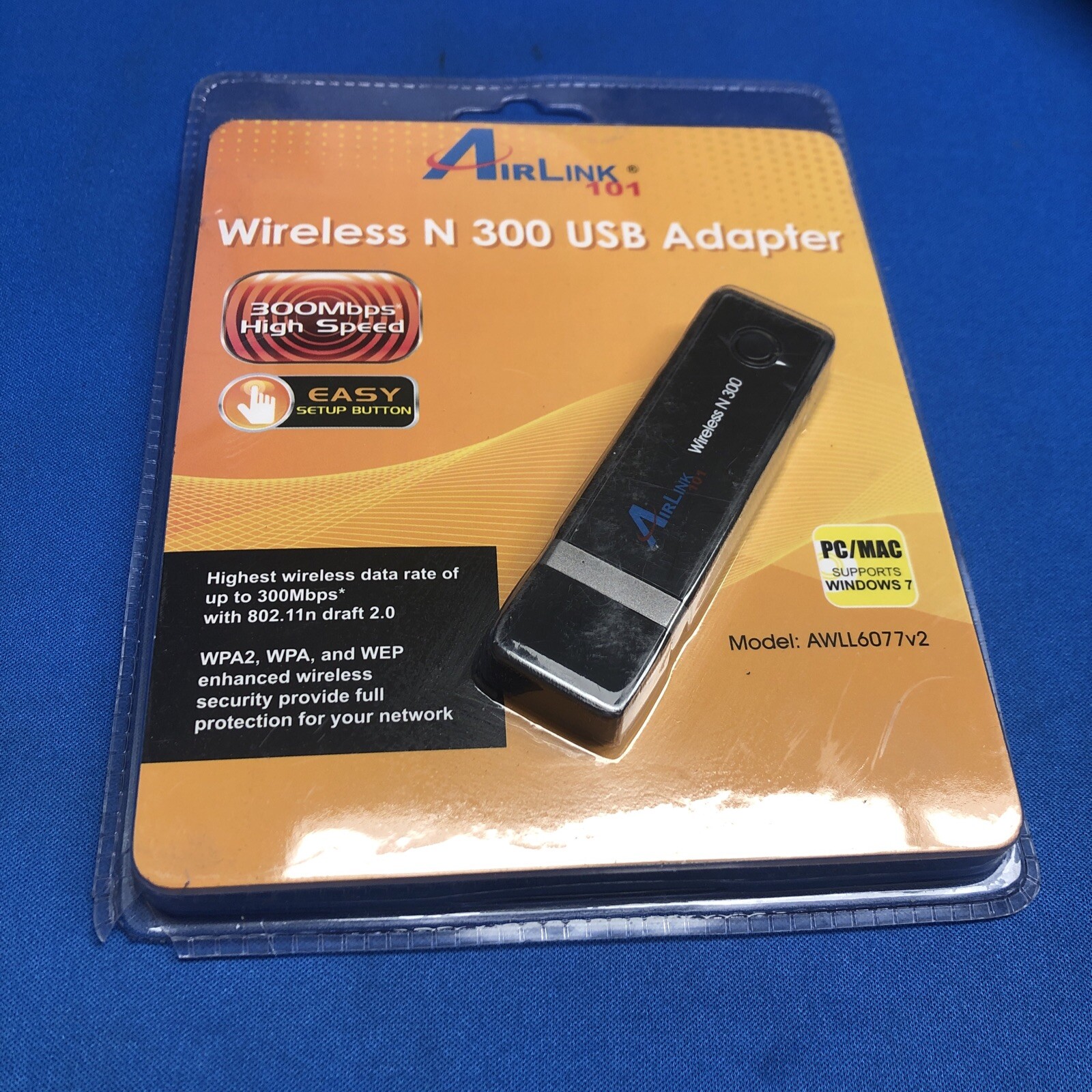 NEW SEALED AIRLINK 101 WIRELESS N300 USB ADAPTER MODEL AWLL6077V2