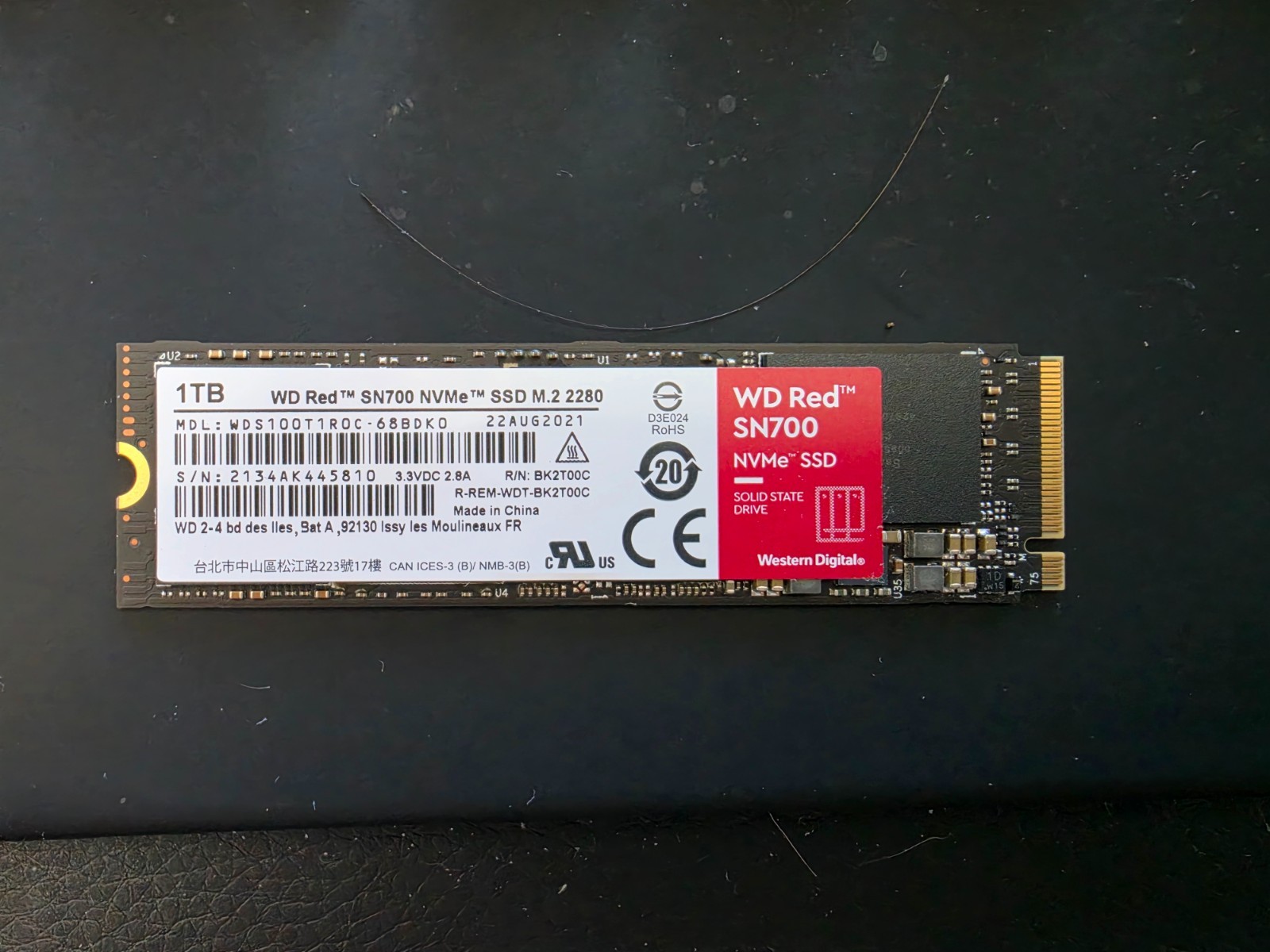 Used 1TB WD Red SN700 NAS Datacenter Enterprise 24/7 M.2 2280 PCIe NVMe