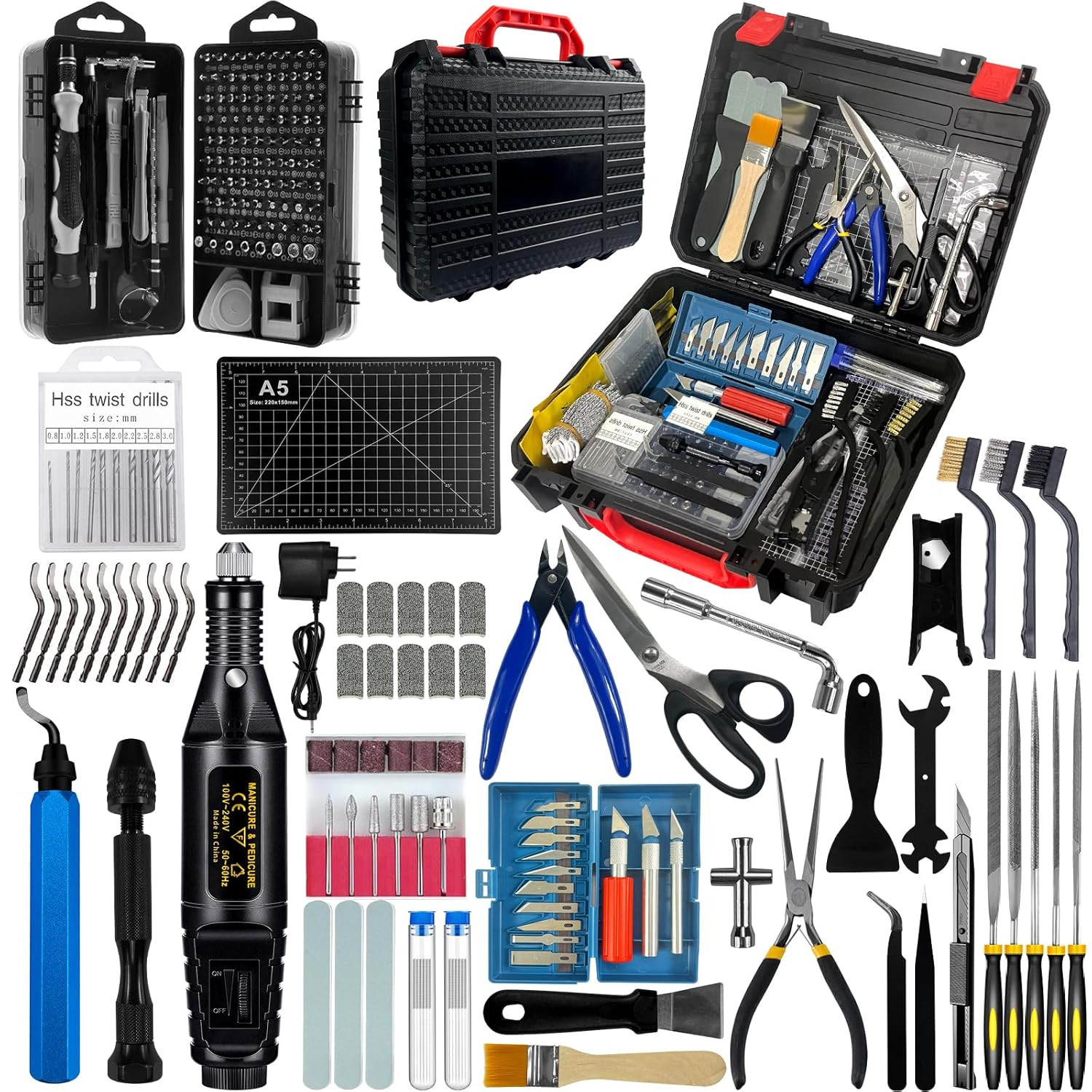 221Pcs 3D Printer Tool Kit, 3D Printer Accessories Bring Tool Box Includes Debur