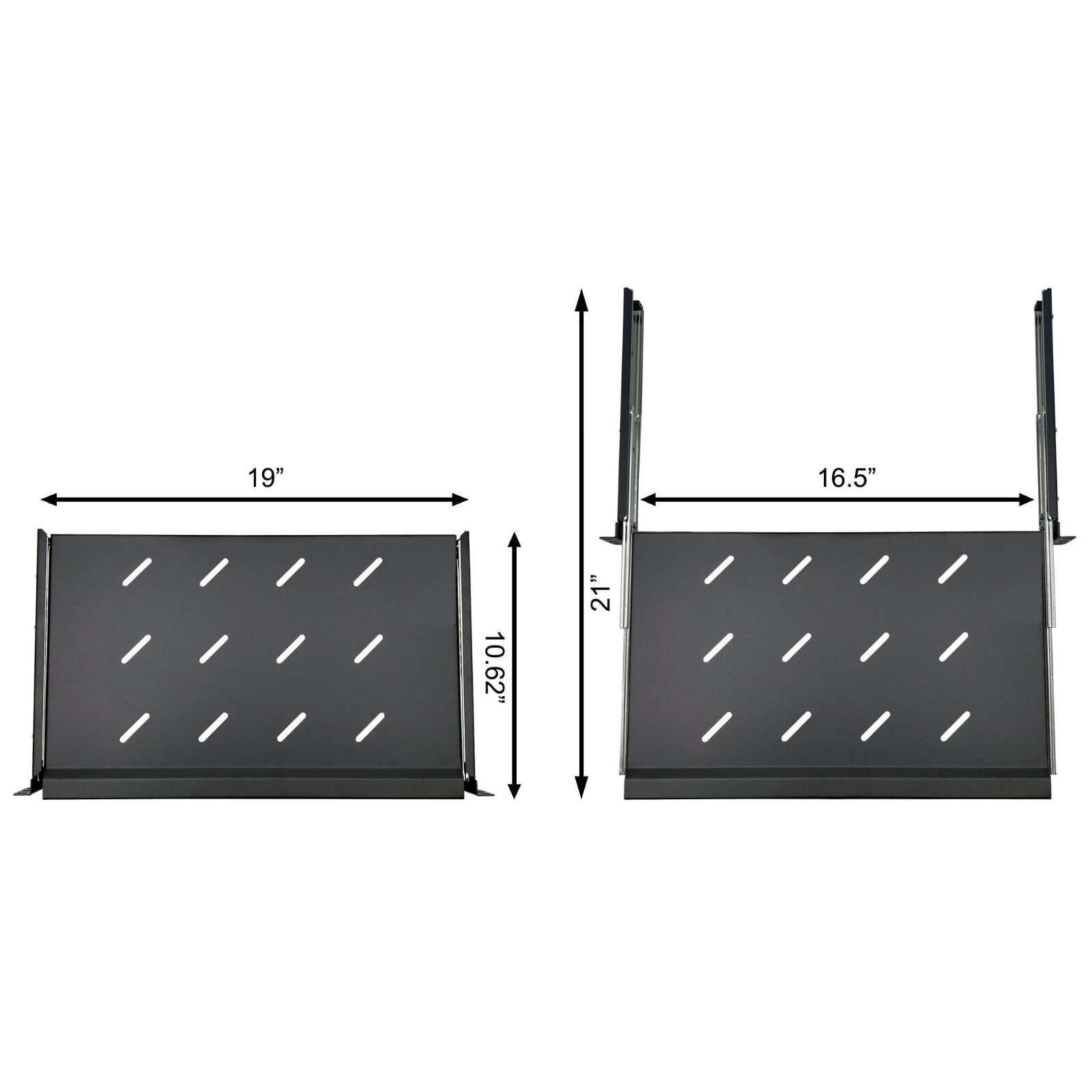 Electriduct 1U 19-Inch Rackmount Sliding Vented Keyboard Shelf Only