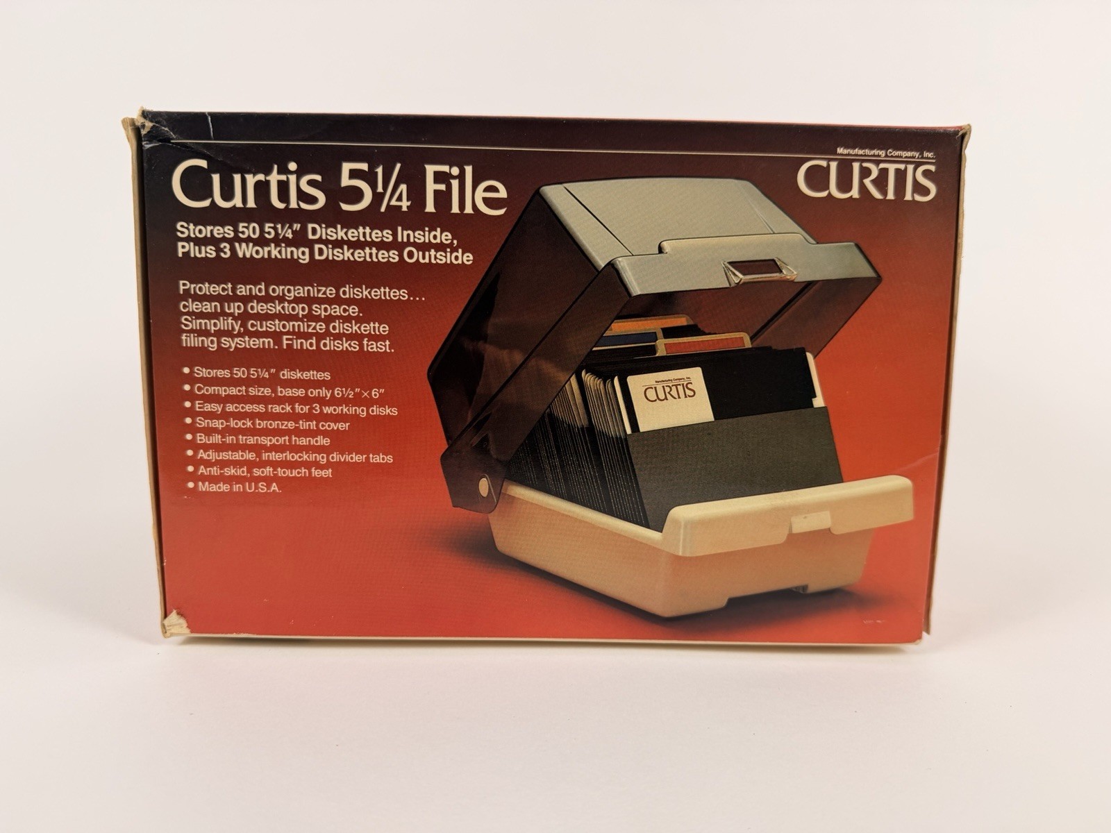 Vintage Curtis 5.25 Floppy Disk Storage File Case New Old Stock Made USA
