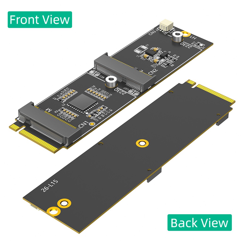 2-in-1 M.2 M-Key to NVMe SSD + A/E Key WiFi Adapter Card NGFF M2 Converter Card