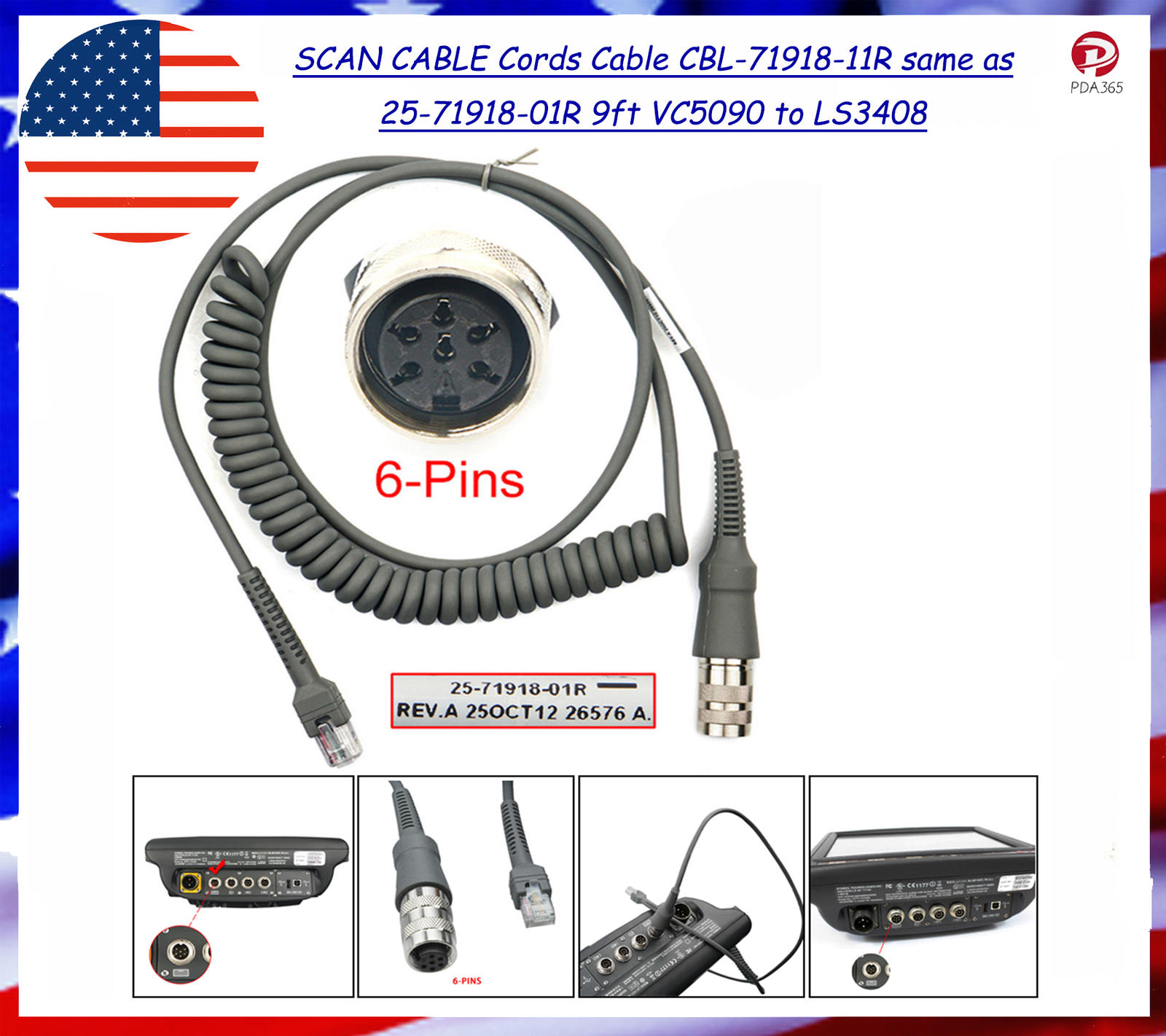 SCAN CABLE Cords Cable CBL-71918-11R same as 25-71918-01R 9ft VC5090 to LS3408
