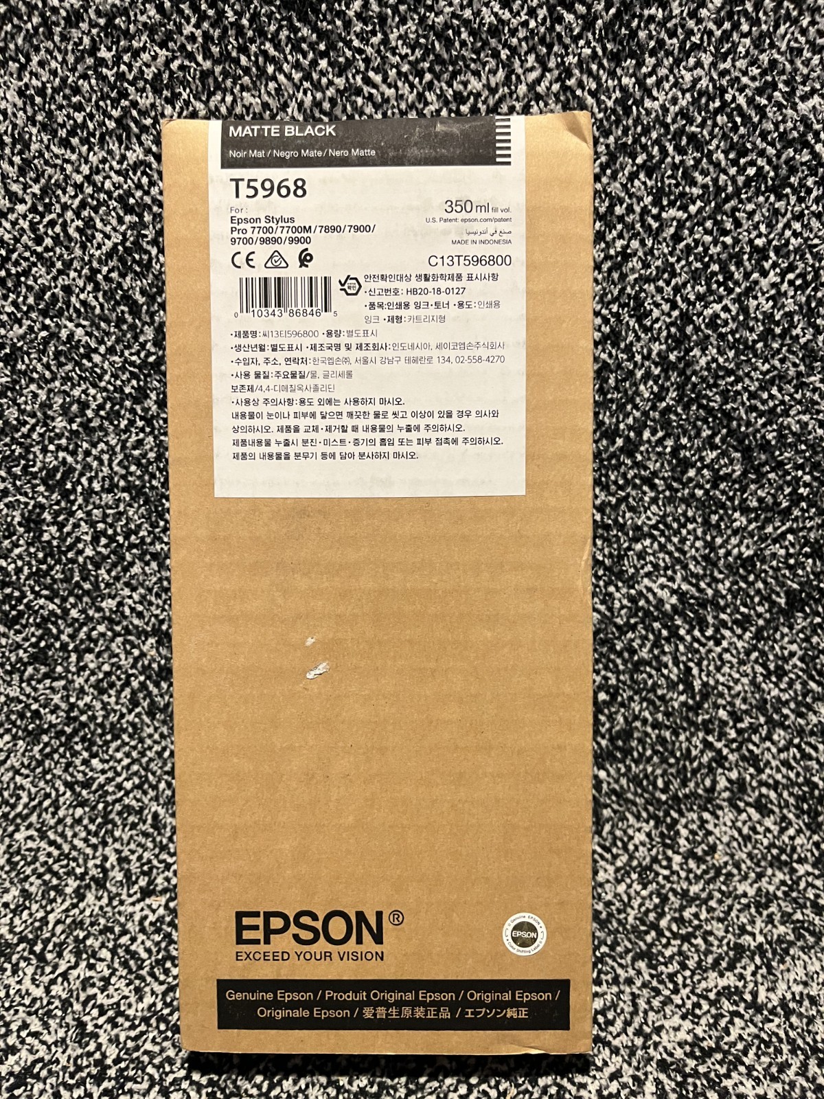 Epson T5968 Matte Black 350ml Ink Cartridge, Genuine Date: December 2024