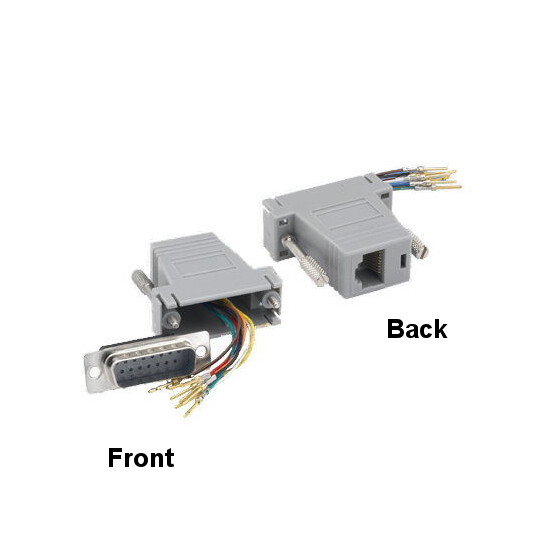 DB15 15Pin Male to RJ-45 8P8C Female Modular Adapter Serial Devices over Network