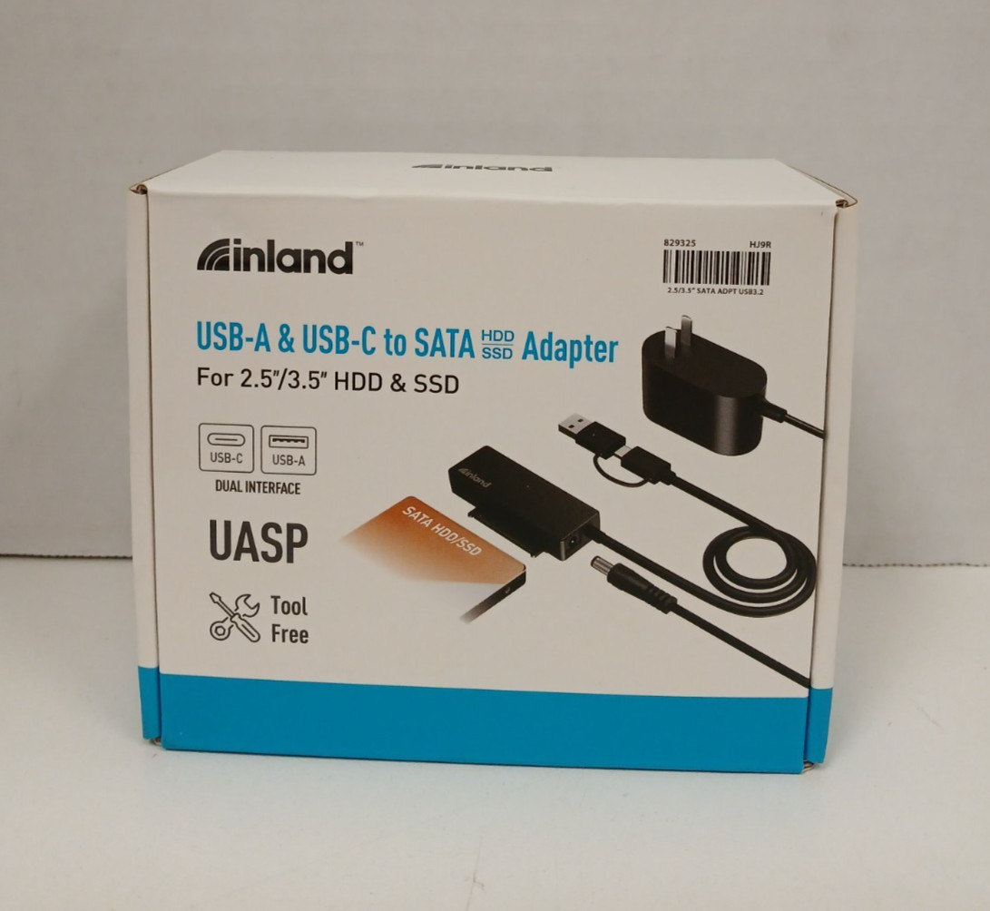 Inland USB-A & USB-C to SATA 2.5"/3.5" HDD & SSD Adapter