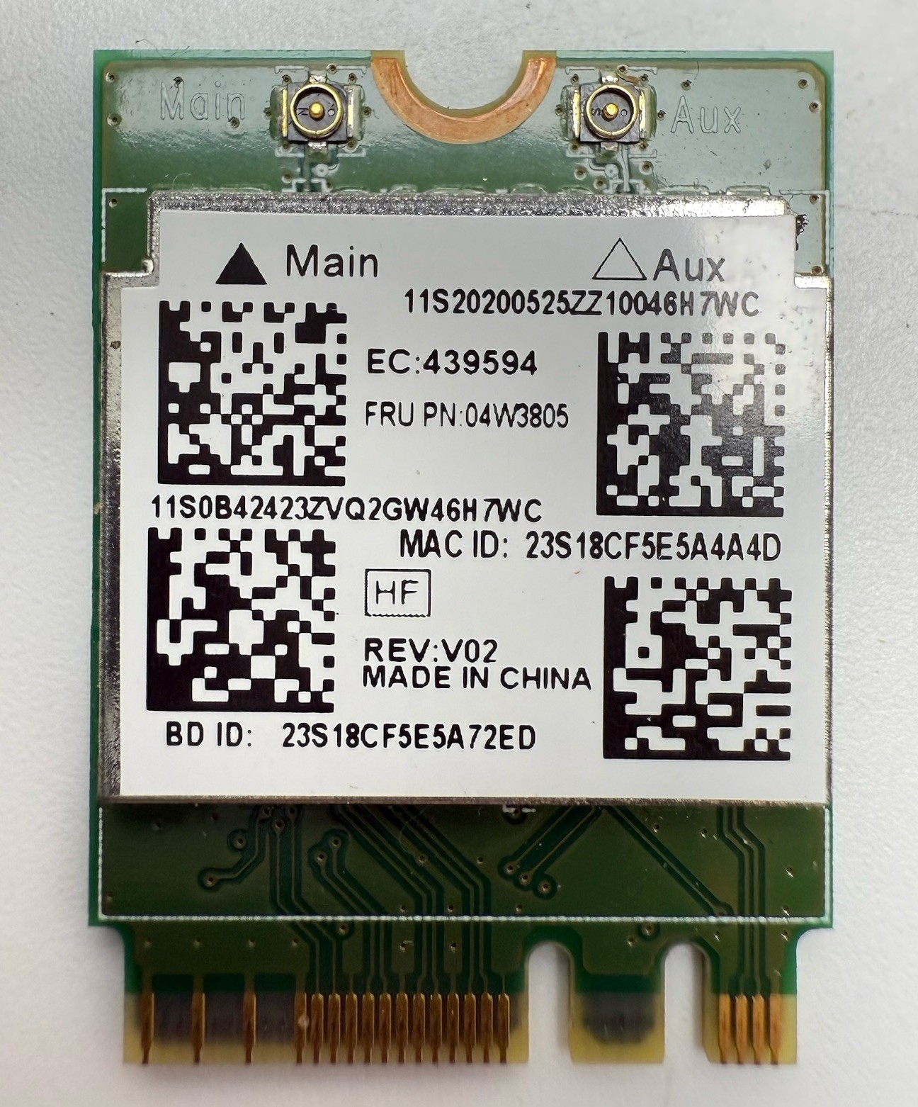 Lenovo ThinkPad W540 WiFi Bluetooth Card FRU 04W3805 RTL8192EEBT