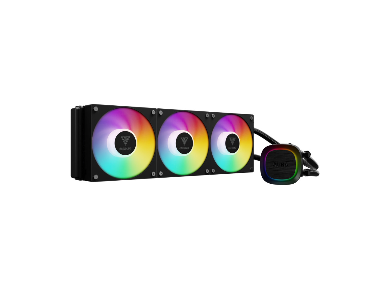 GAMDIAS Aura GLV2 360mm AIO Liquid CPU Cooler, Rotatable Performance 10-Pole