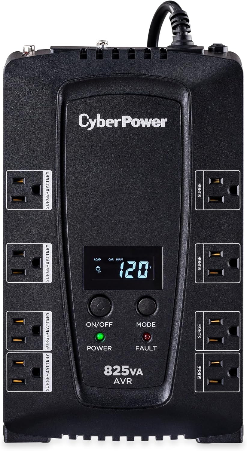 Cyberpower CP825AVRLCD Intelligent LCD UPS Battery Backup | Surge Protector, 825