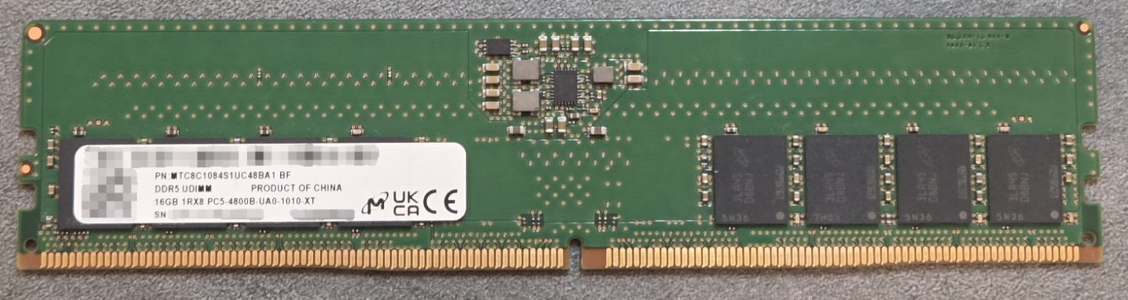 Micron 16GB DDR5-4800 UDIMM Desktop RAM MTC8C1084S1UC48BA1 Last Known Working