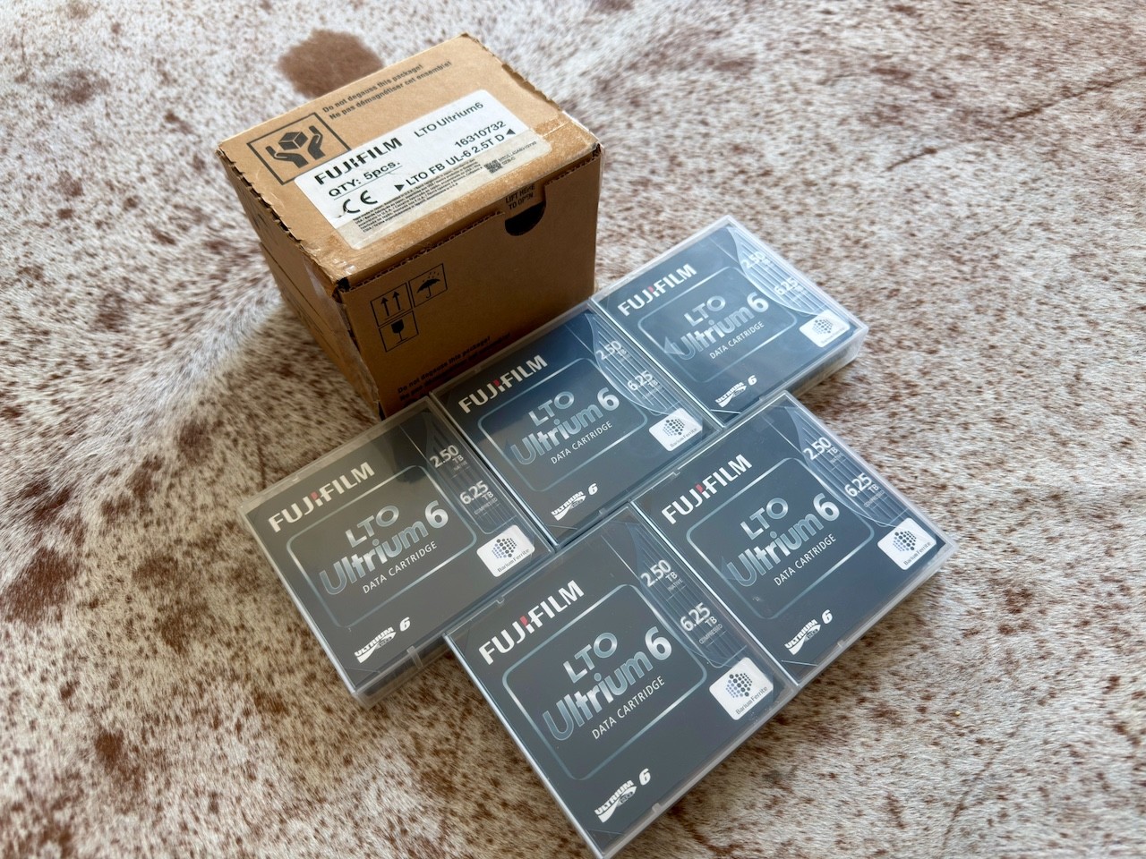 Fujifilm LTO6 Ultrium 6 Tapes 2.5TB-6.25TB LTO-6 - 5 Pack Barium Ferrite