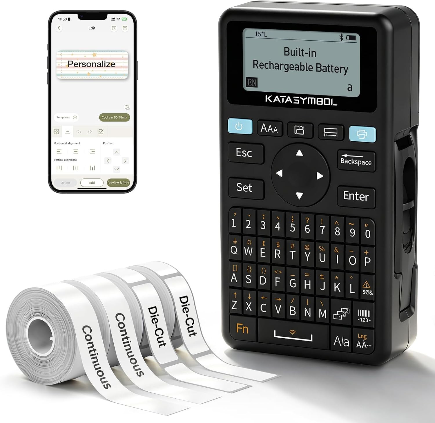 : SUPVAN E11 Keyboard & Bluetooth Label Maker Machine with 4 Tapes