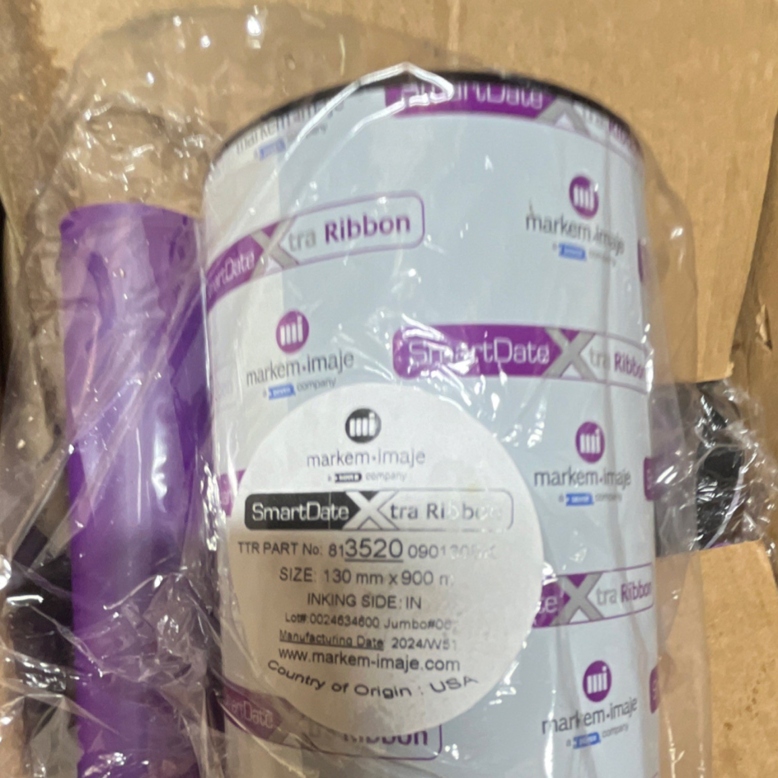 Markem-Imaje SmartDate Xtra Thermal Ribbon 130mm x 900m Black 813520090130BK