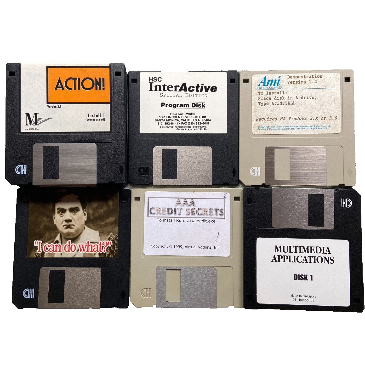 Macromedia Action AMI Pro Software Lot 3.5” Multimedia Demo Credit 1990s Vintage