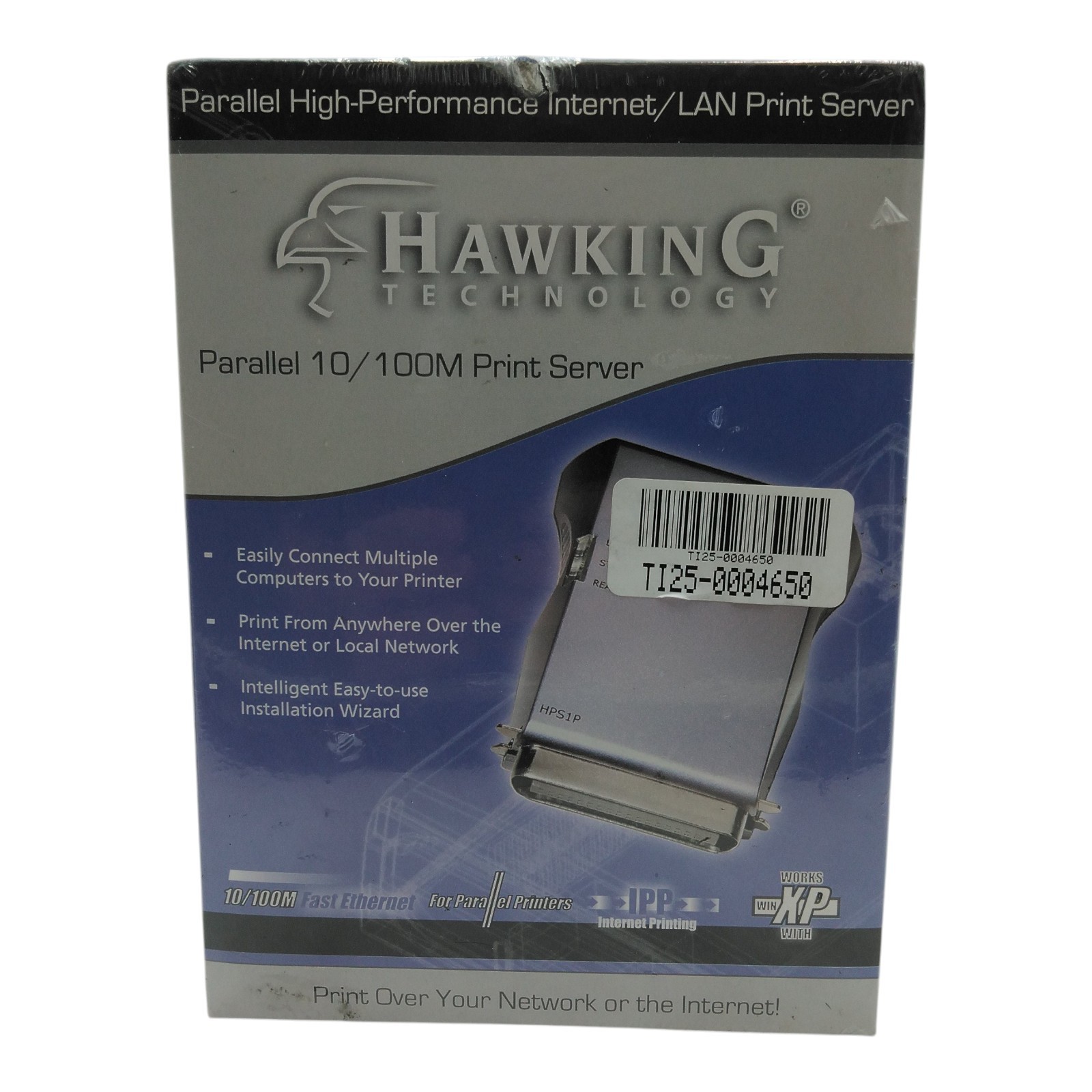 Hawking Technology High Performance Internet 10/100M LAN Print Server HPS1P, New