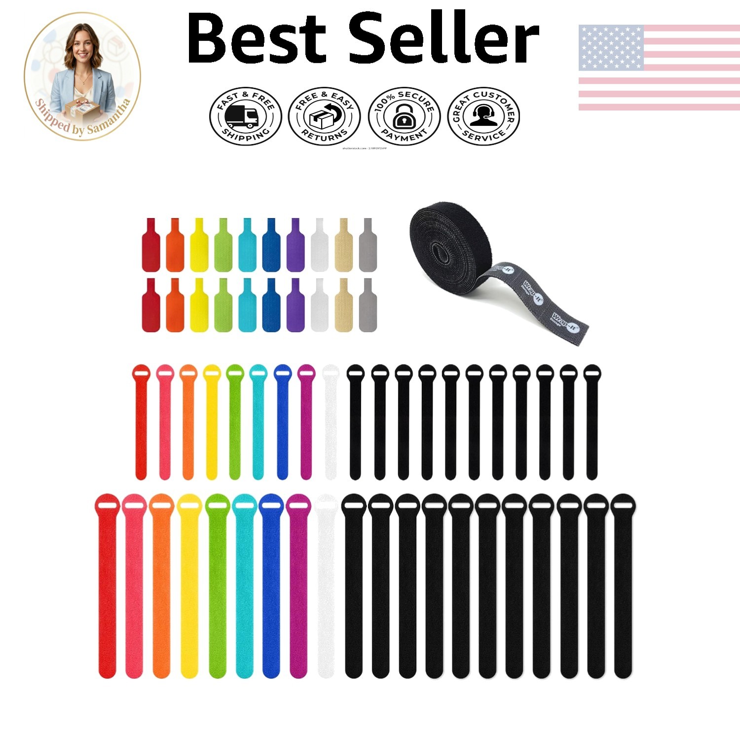 61-Piece Cable Management Value Pack: Heavy Duty Organizer for Home & Office