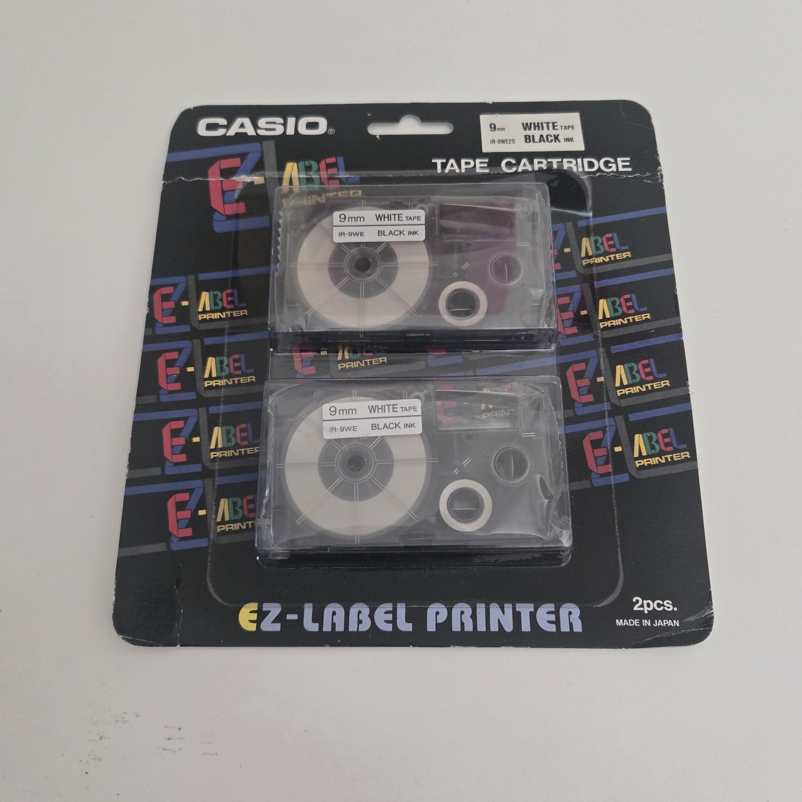 CASIO IR-18WE2S TAPE CASSETTES, 18mm,BLACK ON WHITE, 2 PACK NEW .