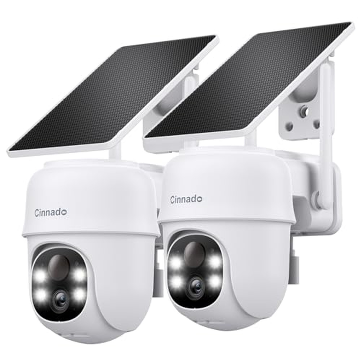Cinnado 2K Solar Wireless Outdoor Cameras for Home Security White B6 2Pack
