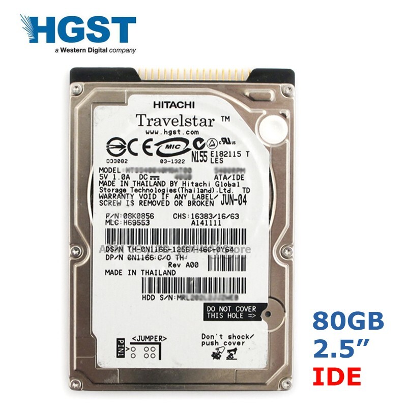 HARD DRIVE HITACHI TRAVELSTAR HTS541680J9AT00 80GB 5400RPM 8MB IDE 2.5'' inch