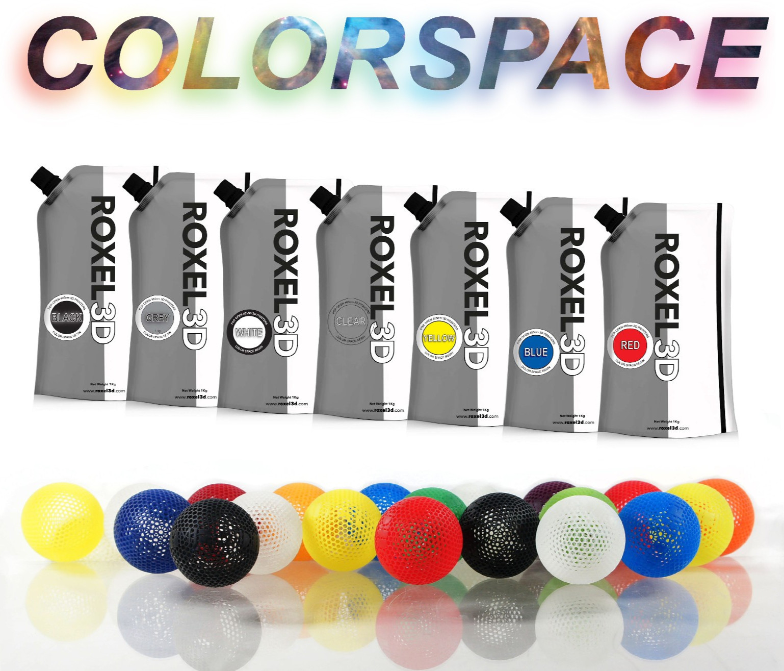 ROXEL3D - COLORSPACE 6KG RESIN SET for 405nm MSLA/LCD/DLP 4k + OPEN 3D PRINTERS