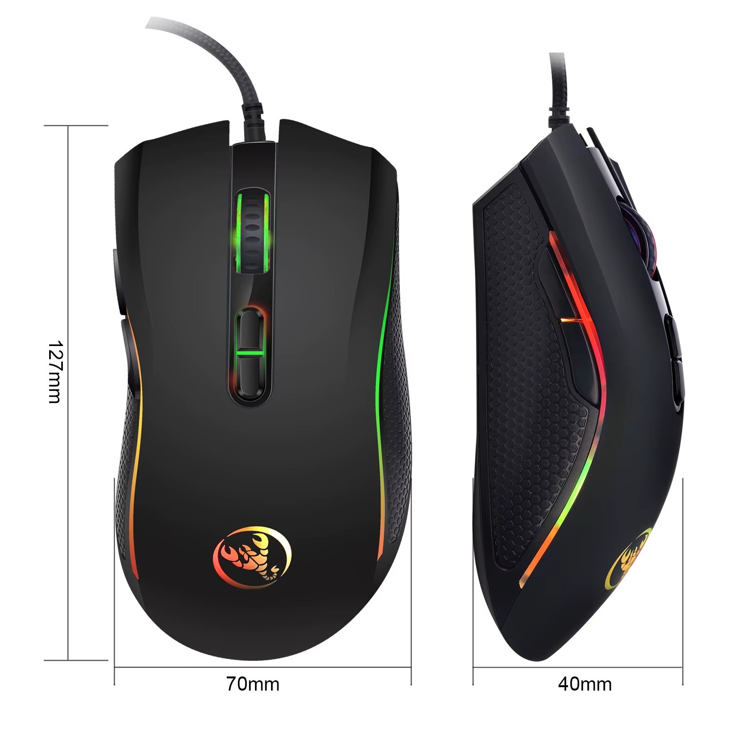 3200 DPI Gaming Mouse 7 Button USB Wired LED Breathing Fire Button Laptop PC
