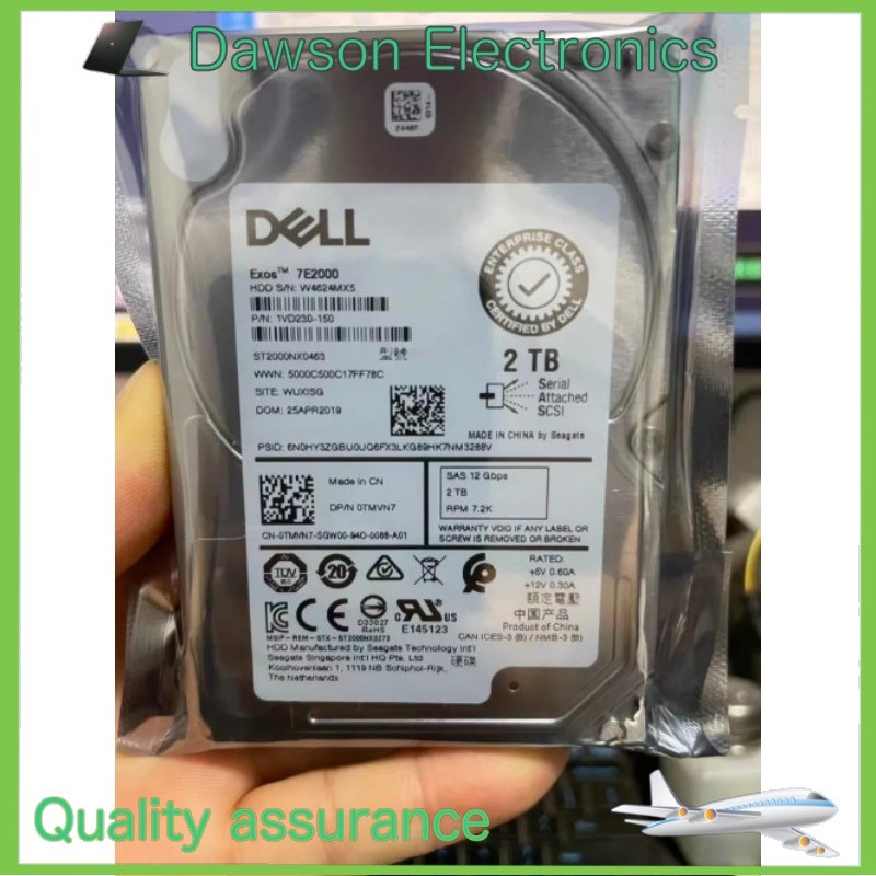 0TMVN7 ST2000NX0463 Dell ENT 2TB 7.2K RPM 12Gb/s 2.5" SAS Server HDD Hard Drive