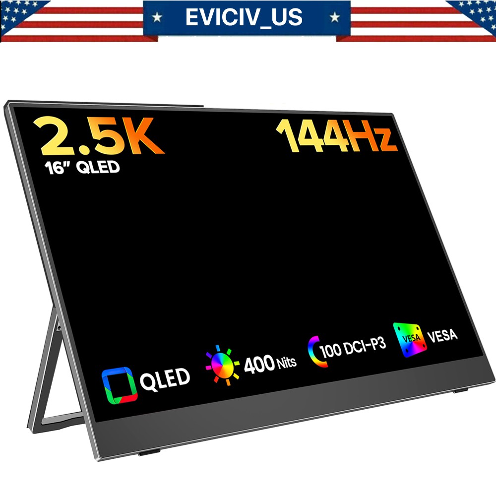 EVICIV 16.0" 144Hz Portable Monitor 2K QHD Screen 2560*1440 2.5K IPS LCD Display