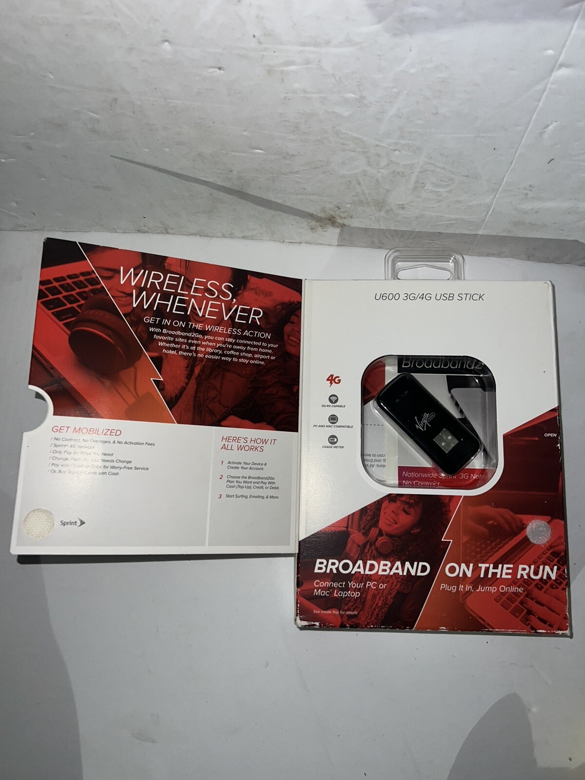 Virgin Mobile U600 3G/4G USB Stick Anywhere Unlimited Web Usage Broadband 2GO