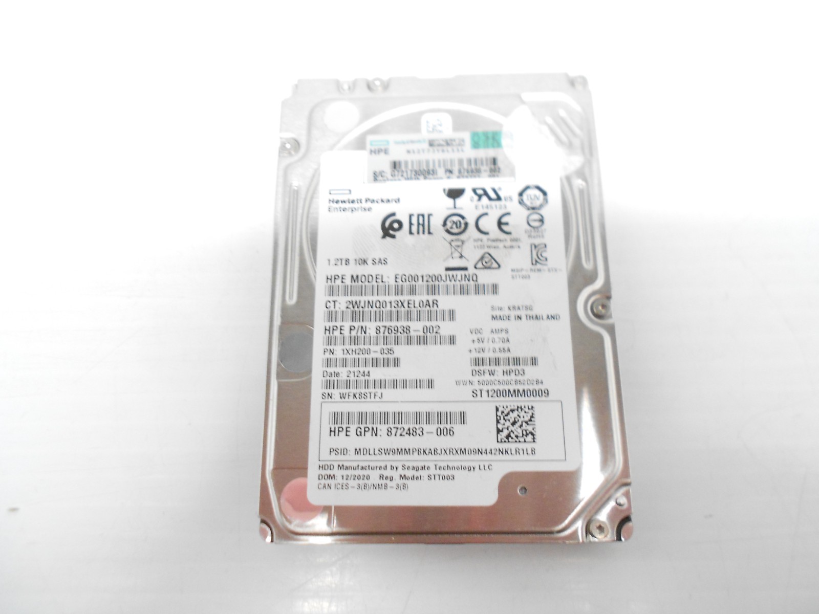 HP Seagate 1.2TB 10K 12G SAS Server 2.5" Hard Drive 876938-002 ST1200MM0009 Dell