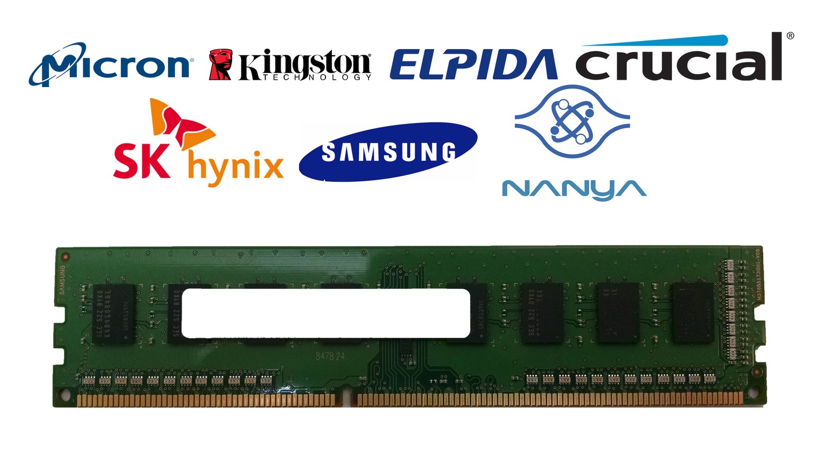Lot of 5 Major Brand 4 GB PC3L-12800 (DDR3-1600) 1Rx8 DDR3L Desktop Memory
