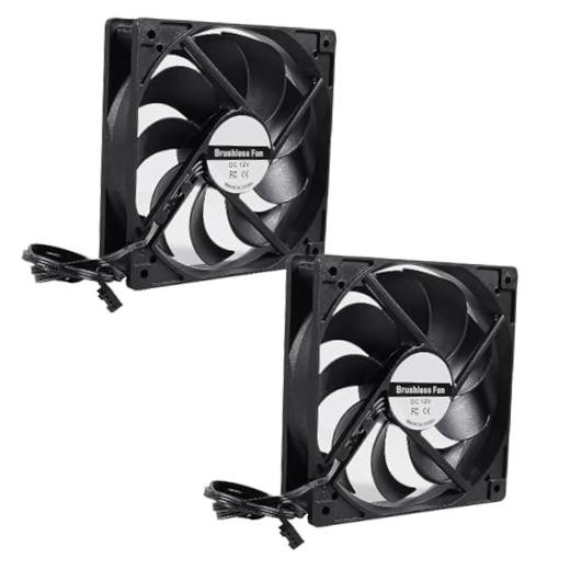 DIANN 2pcs 120mm Black Computer Case Fans High Performance Cooling Low Noise 3