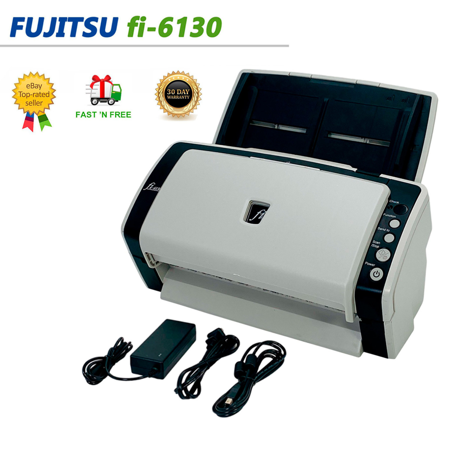 Fujitsu FI-6130 Duplex Document 600DPI Color Scanner PA03540-055 w/Bundle