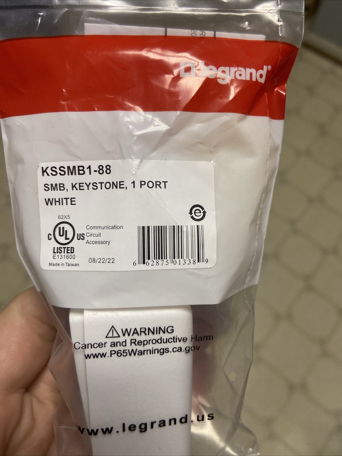 Legrand Keystone Surface Mount Box Plastic White Single Port KSSMB1-88