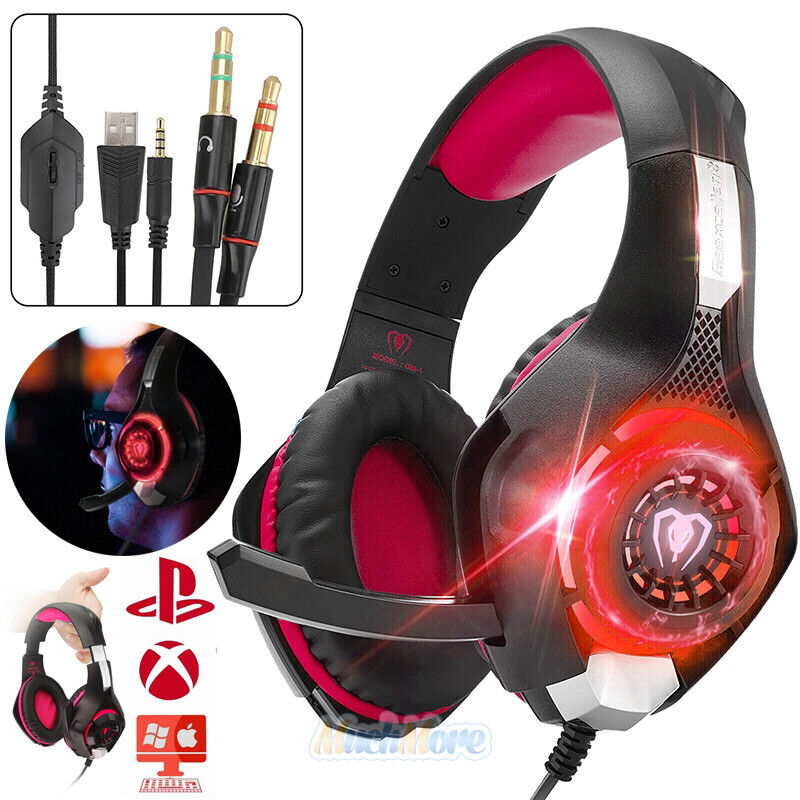 Pro Gaming Headset With Mic for XBOX One/S Wireless PS4 Headphones Microphone 