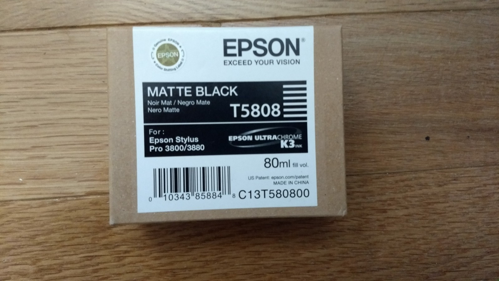 2019 GENUINE EPSON T5808 MATTE BLACK INK STYLUS PRO 3800 3880 FACTORY SEALED