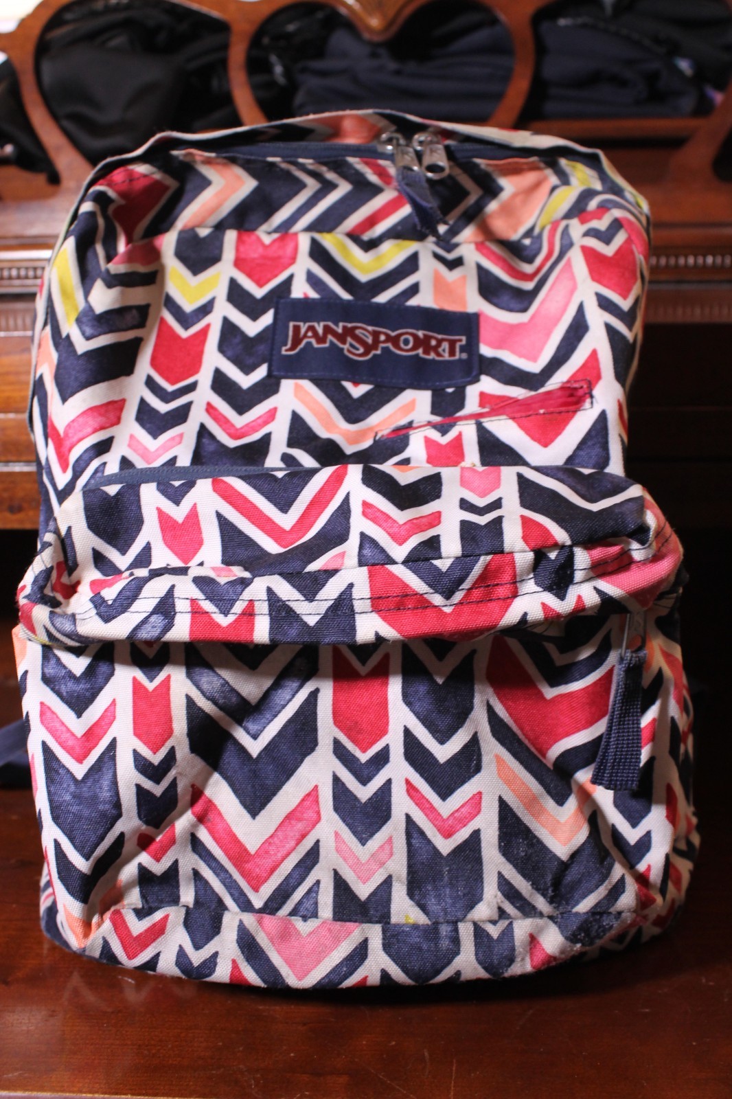 JanSport Digibreak Backpack Blue Pink School Colorful Geometric 16x12x8 JS00T50F