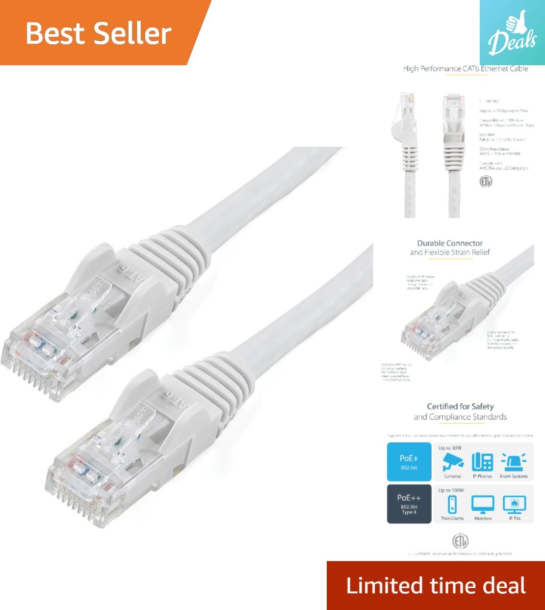 150ft Snagless CAT 6 Ethernet Cable - High Performance for Home & Office Use