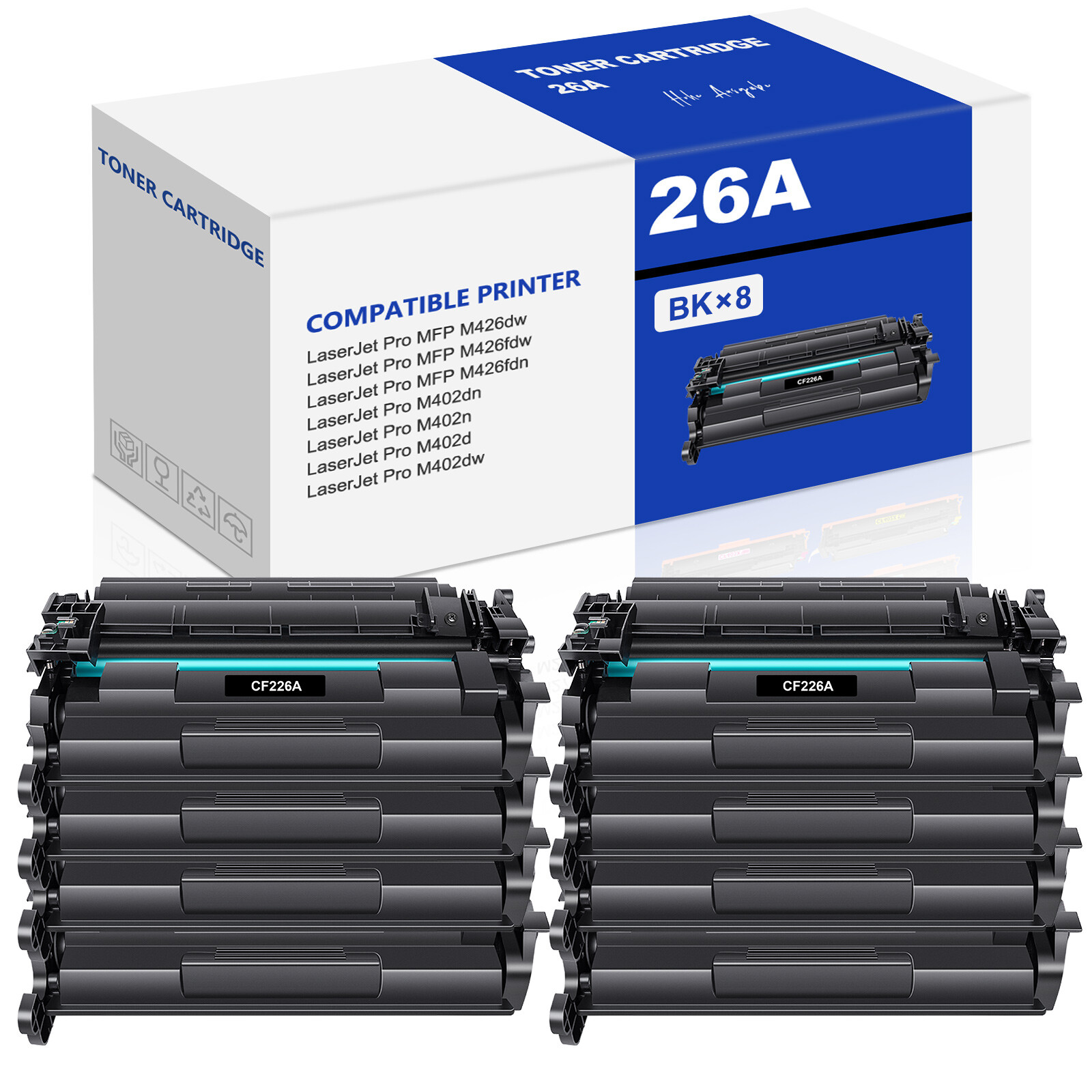 8PK CF226A Toner Cartridge Compatible with HP 26A LaserJet Pro MFP M426fdw M402d