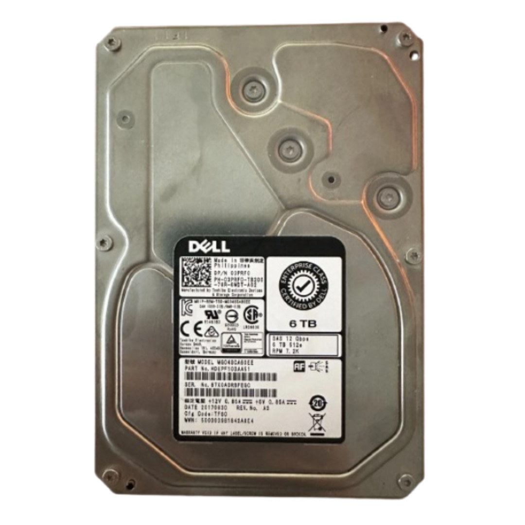 Dell 6TB 7.2K 12Gb/s SAS 3.5" Enterprise 03PRF0 3PRF0 MG04SCA60EE FOR PARTS